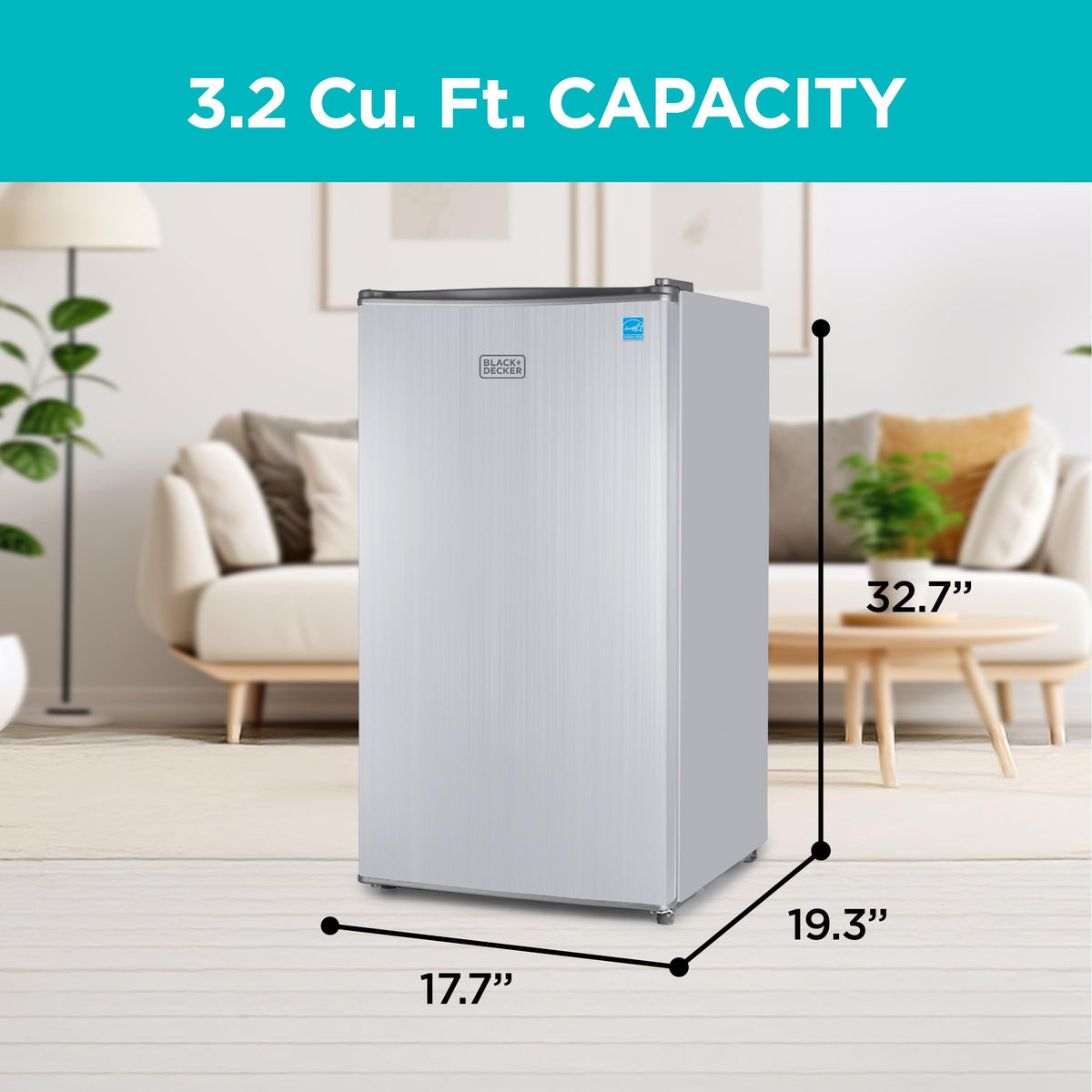 BLACK+DECKER 2.5 Cu. Ft. Compact Refrigerator, Energy Star, BCRK25B, Black Jansha Store