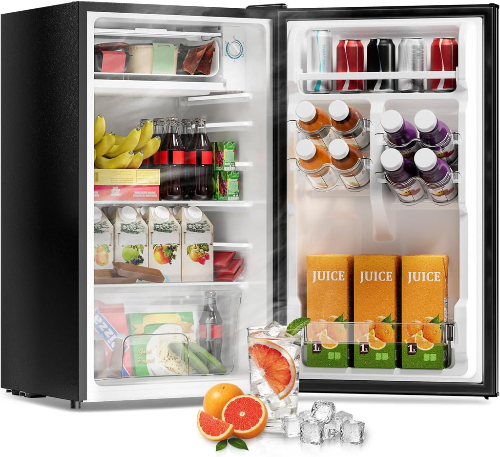 3.2 Cu Ft Mini Fridge with Freezer, Single Door Upright Freezer Jansha Store