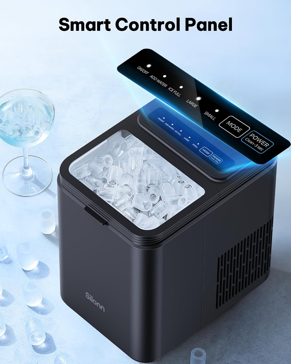 Silonn Ice Maker Countertop, 8 Bullet Ice Cubes in 6 Mins, 26.5 Lbs per Day, 2 Size Options, Self-Cleaning & Portable for Kitchen, Office, Party, RV Camping Jansha Store
