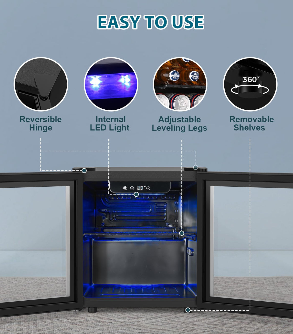 Electactic Mini Fridge 130 Can Beverage Refrigerator Cooler, 3.2 Cu.Ft Drink Fridge for Soda Wine Beer, Adjustable Temperature Control for Home Office, Black Jansha Store