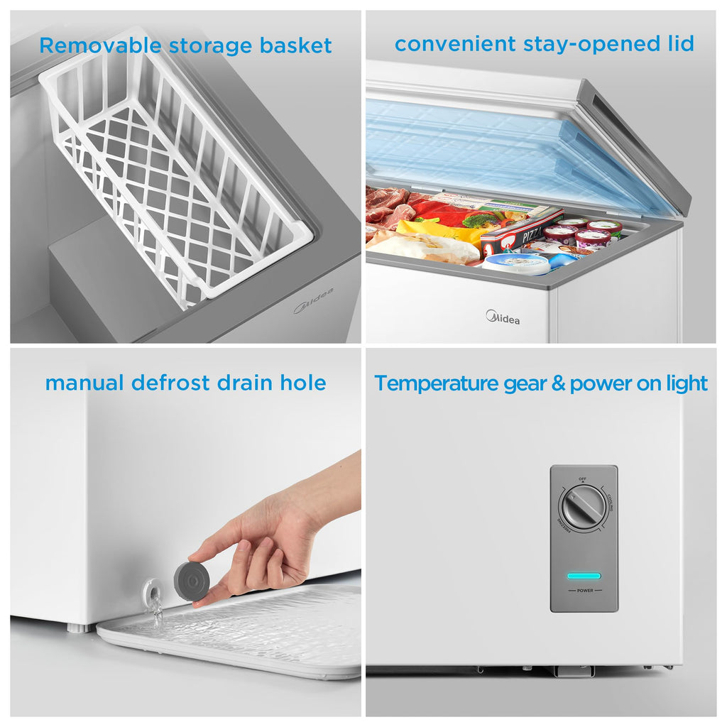 Midea 3.5 Cu.ft Chest Freezer, Fridge Freezer Convertible with LED Light Jansha Store