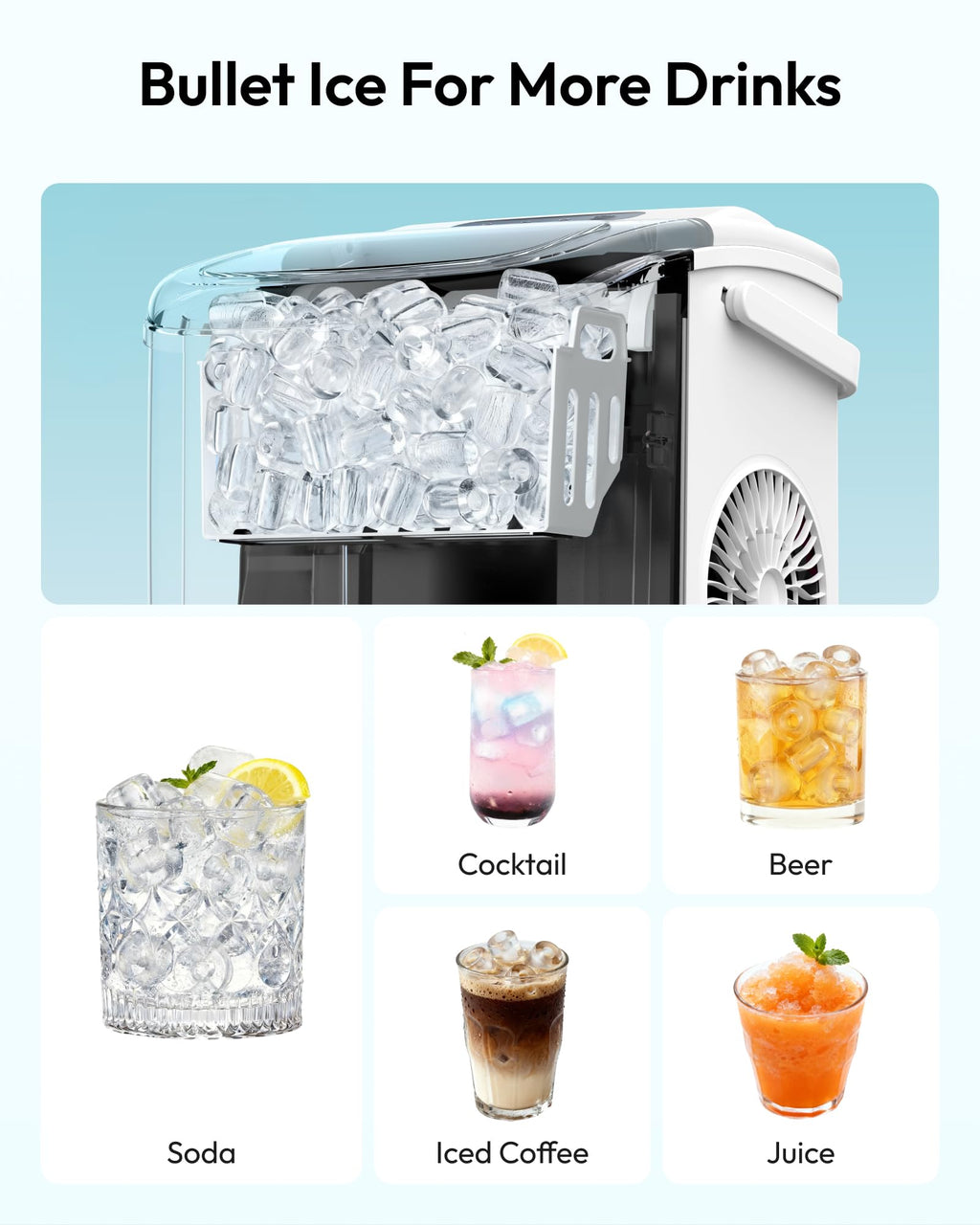 EUHOMY Countertop Ice Maker Machine with Handle, 26lbs in 24Hrs, 9 Ice Cubes Ready in 6 Mins, Auto-Cleaning Portable Ice Maker with Basket and Scoop, for Home/Kitchen/Camping/RV. (Black) Jansha Store