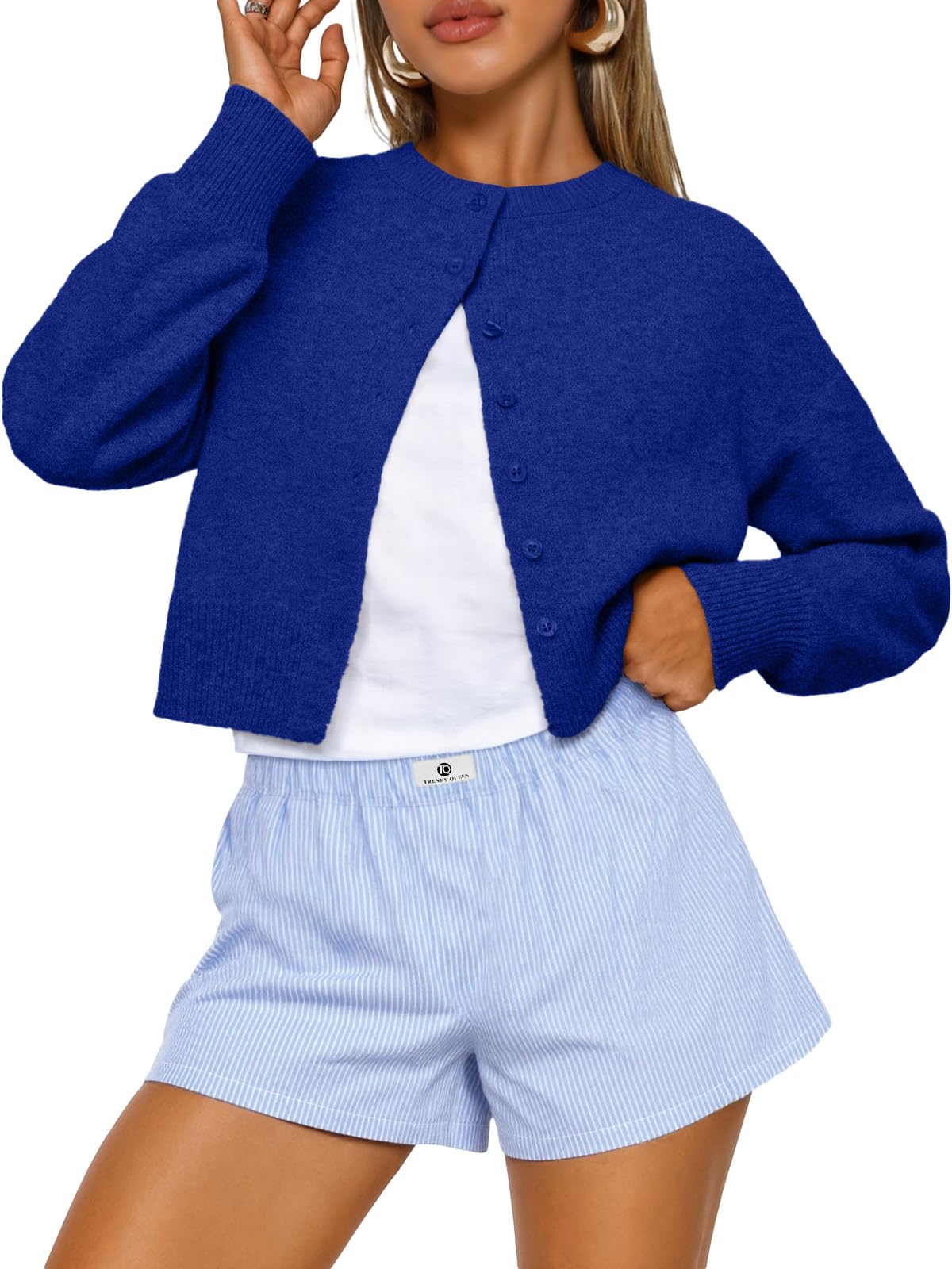 Trendy Queen Cropped Cardigan Sweaters for Women Fall Fashion Clothes 2026 Jansha Store