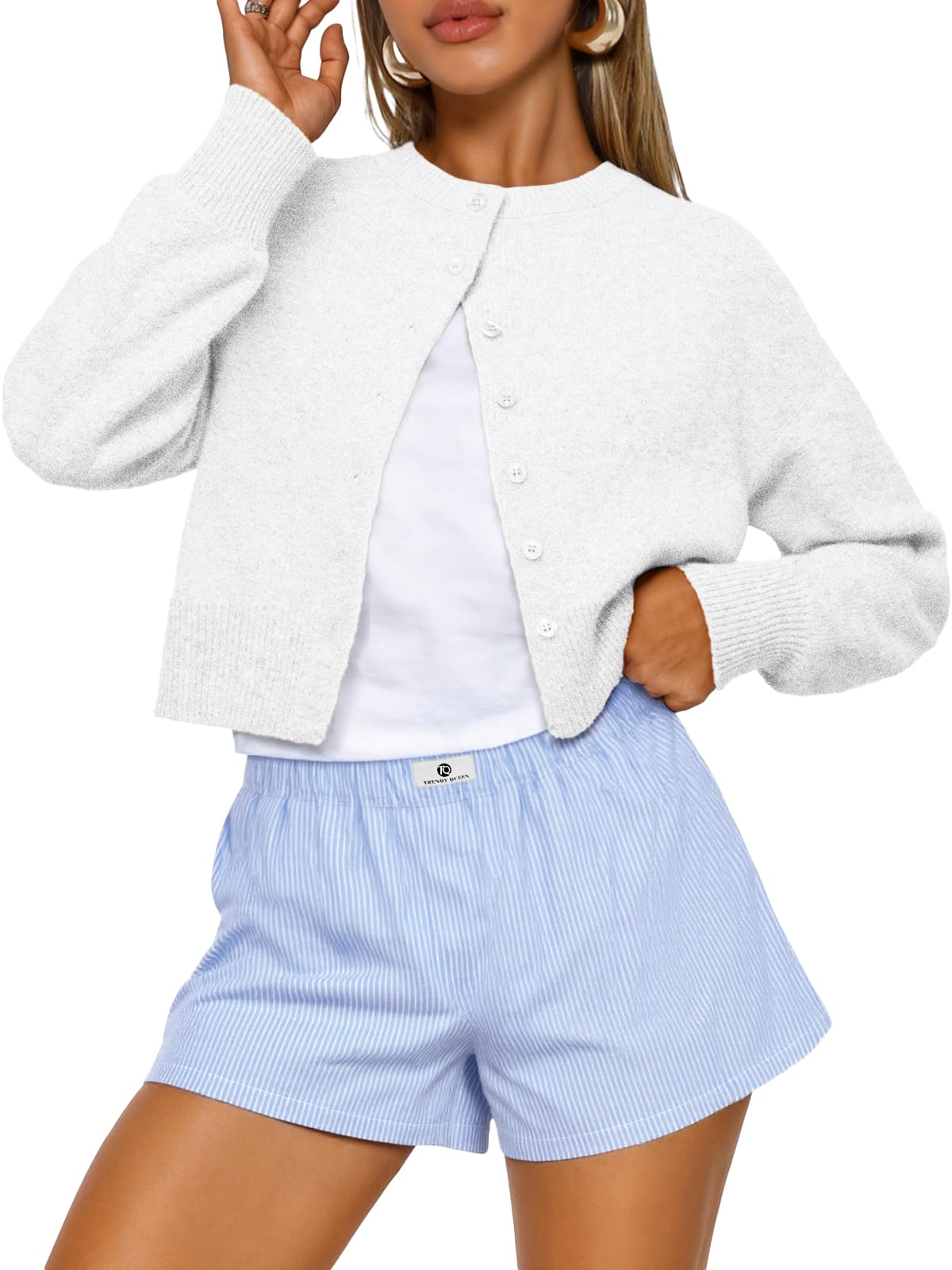 Trendy Queen Cropped Cardigan Sweaters for Women Fall Fashion Clothes 2026 Jansha Store