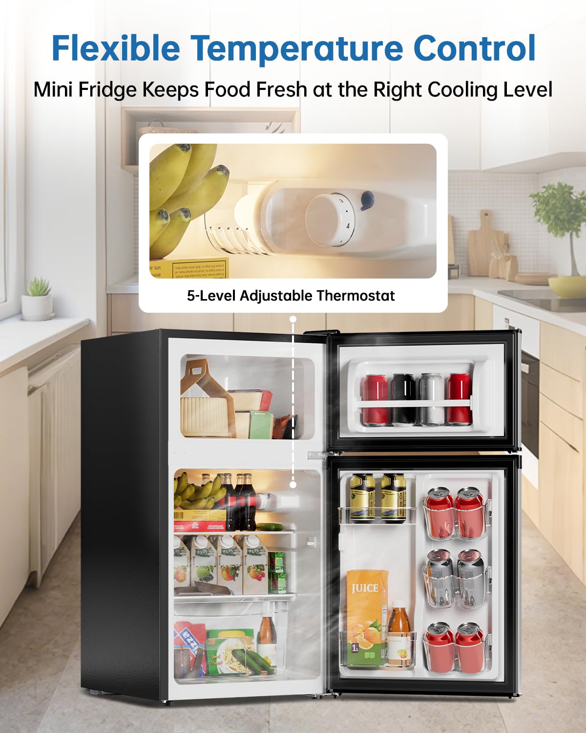 3.2 Cu Ft Mini Fridge with Freezer, Single Door Upright Freezer Jansha Store