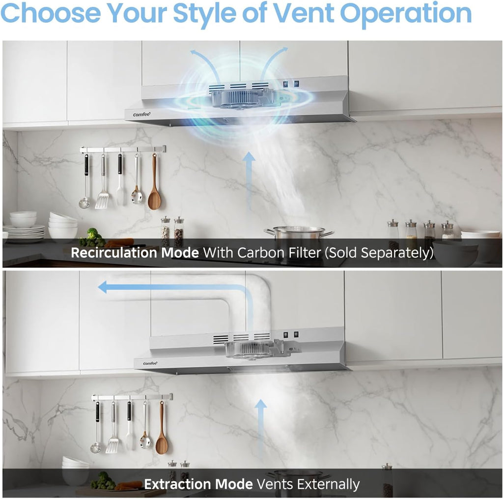 COMFEE' Range Hood 30 Inch Under Cabinet 200 CFM Ducted/Ductless Jansha Store