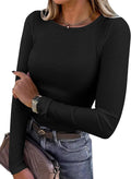 ANRABESS Women Long Sleeve Shirts Ribbed Fitted Tops Jansha Store