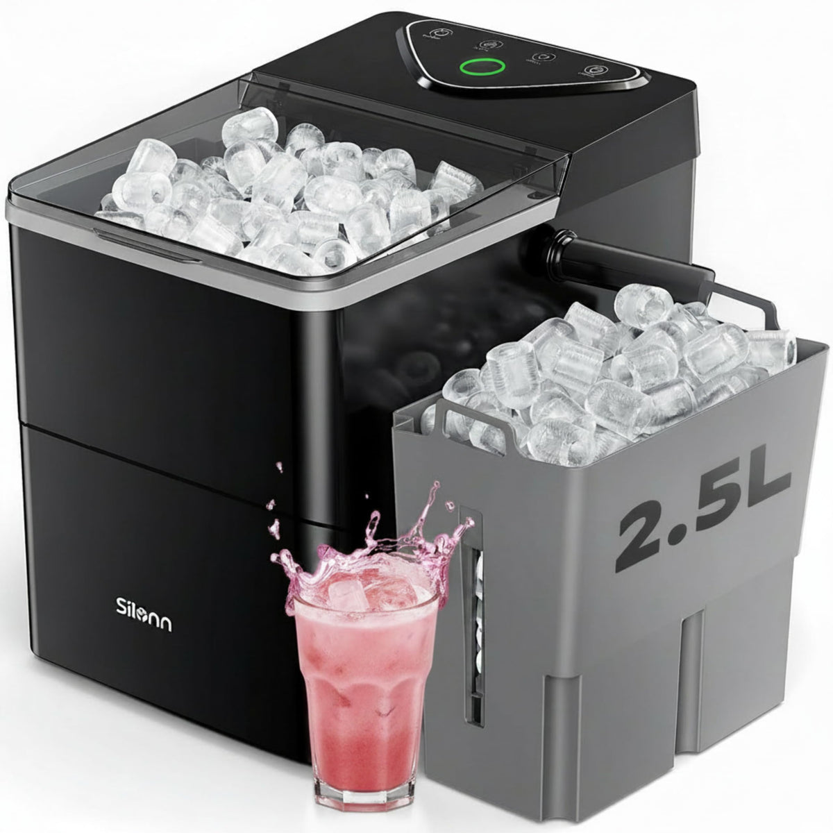 Silonn Ice Maker Countertop, Portable Ice Machine with Carry Handle, Self-Cleaning Ice Makers with Basket and Scoop, 9 Cubes in 6 Mins, 26 lbs per Day, Ideal for Home, Kitchen, Camping, RV Jansha Store