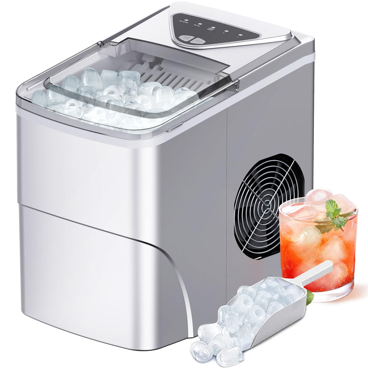 Silonn Nugget Ice Maker Countertop, Pellet Ice Machine with Self-Cleaning Function, Sonic Ice Maker Produces 36lbs of Chewable Ice in 24 Hours, Ideal for Home Kitchen and Office (Stainless Steel) Jansha Store