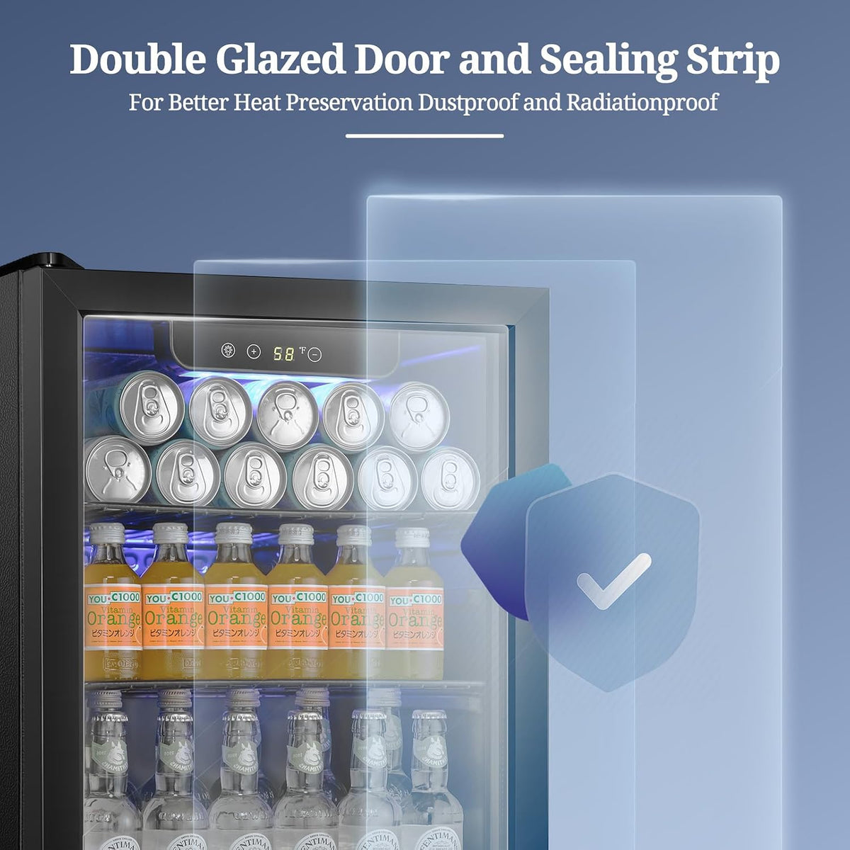 Antarctic Star Beverage Refrigerator Cooler 68 Can, Mini Fridge with Glass Door for Beer Drinks Wine,Freestanding Small Fridge with Electronic Temperature Control for Home and Bar,1.7 cu.ft Jansha Store