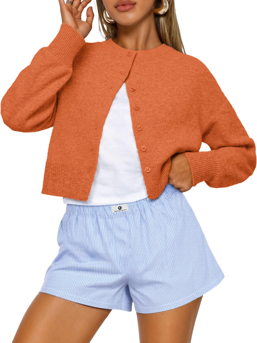 Trendy Queen Cropped Cardigan Sweaters for Women Fall Fashion Clothes 2026 Jansha Store