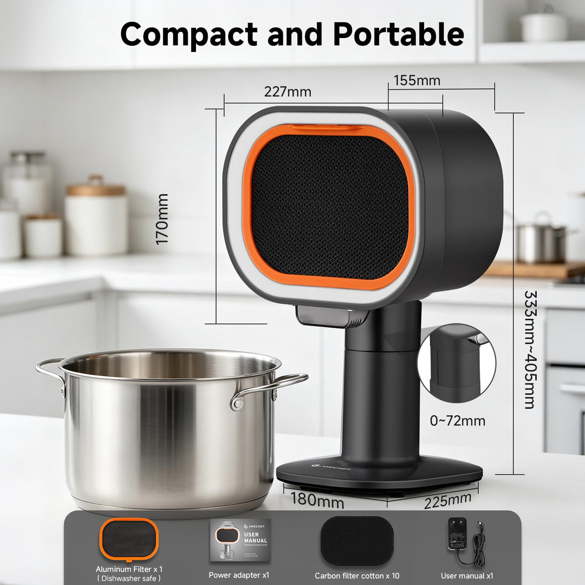 Portable Range Hood, 4-Speed Desktop Exhaust Fan with Telescopic Height Jansha Store