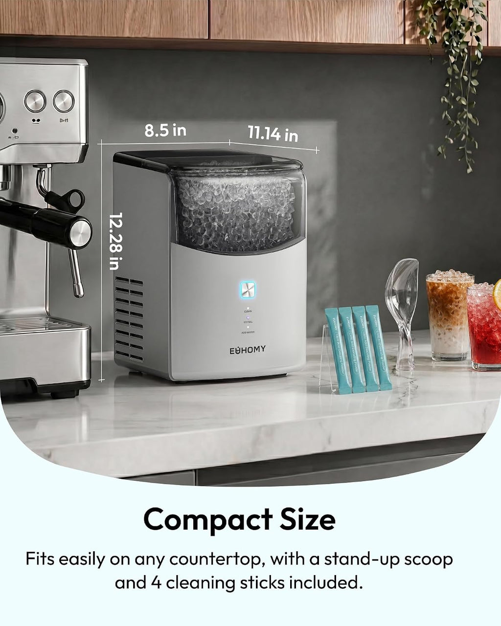 Euhomy Countertop Nugget Ice Maker, 35lbs Daily Sonic Crushed Ice Machine Jansha Store