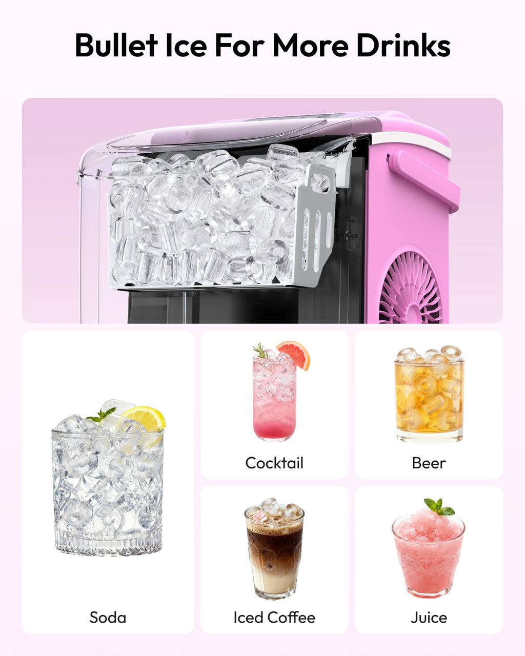 EUHOMY Countertop Ice Maker Machine with Handle, 26lbs in 24Hrs, 9 Ice Cubes Ready in 6 Mins, Auto-Cleaning Portable Ice Maker with Basket and Scoop, for Home/Kitchen/Camping/RV. (Black) Jansha Store
