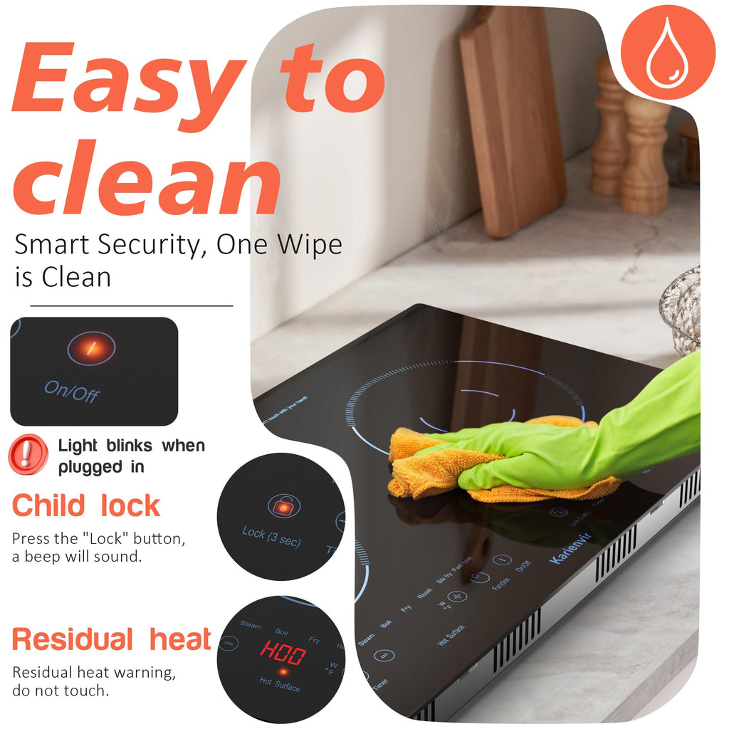 2 Burner Electric Cooktop 110V, 2000W, 24" Countertop & Built-in Jansha Store