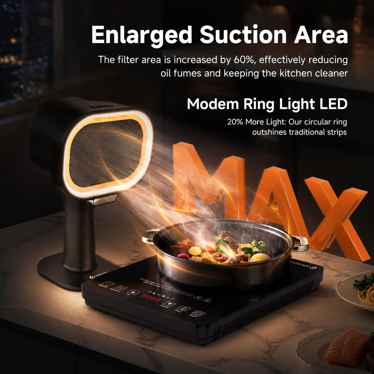 Portable Range Hood, 4-Speed Desktop Exhaust Fan with Telescopic Height Jansha Store