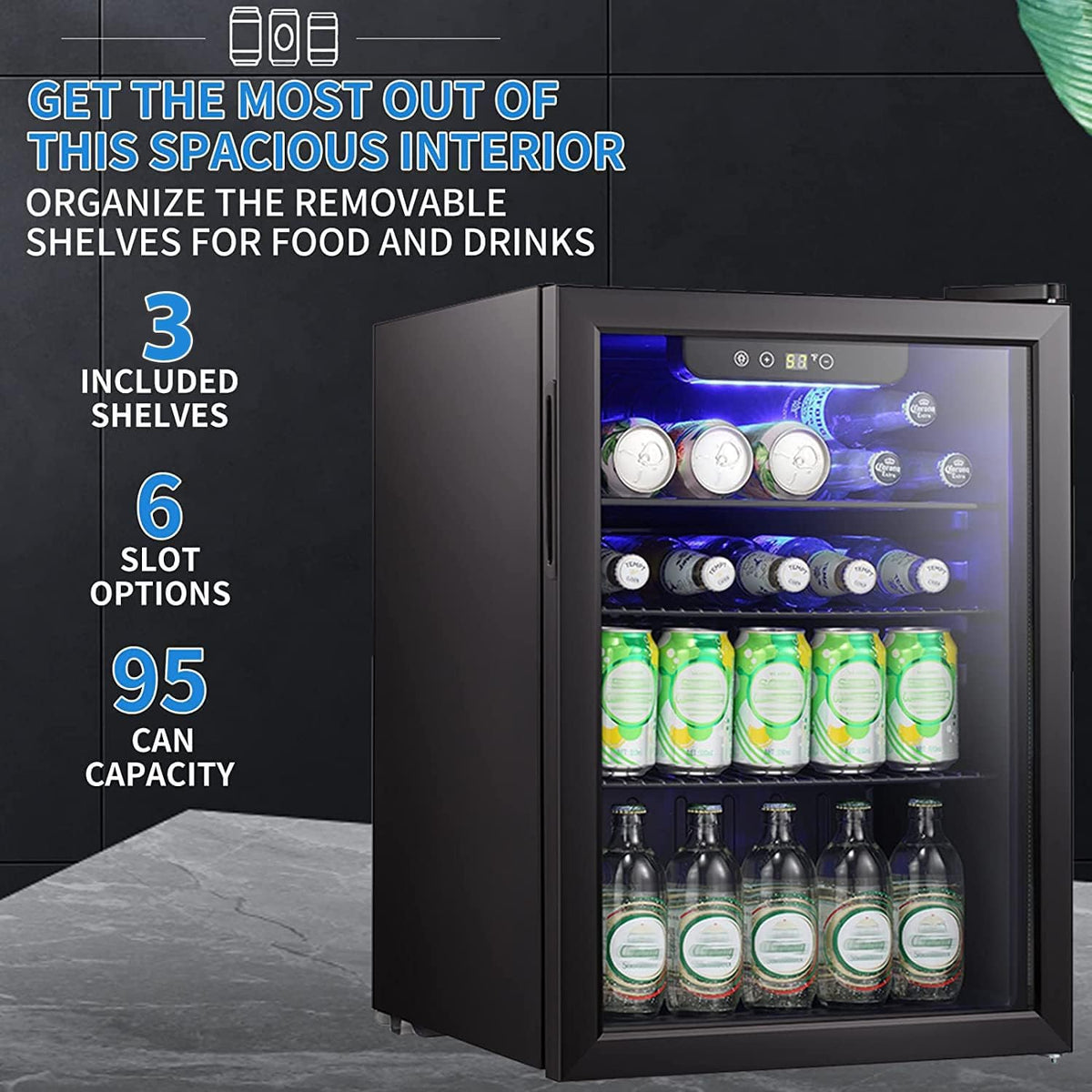Antarctic Star Beverage Refrigerator Cooler 68 Can, Mini Fridge with Glass Door for Beer Drinks Wine,Freestanding Small Fridge with Electronic Temperature Control for Home and Bar,1.7 cu.ft Jansha Store