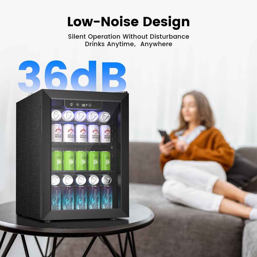 Feelfunn 24 Can Beverage Refrigerator, Mini Fridge, Black Jansha Store