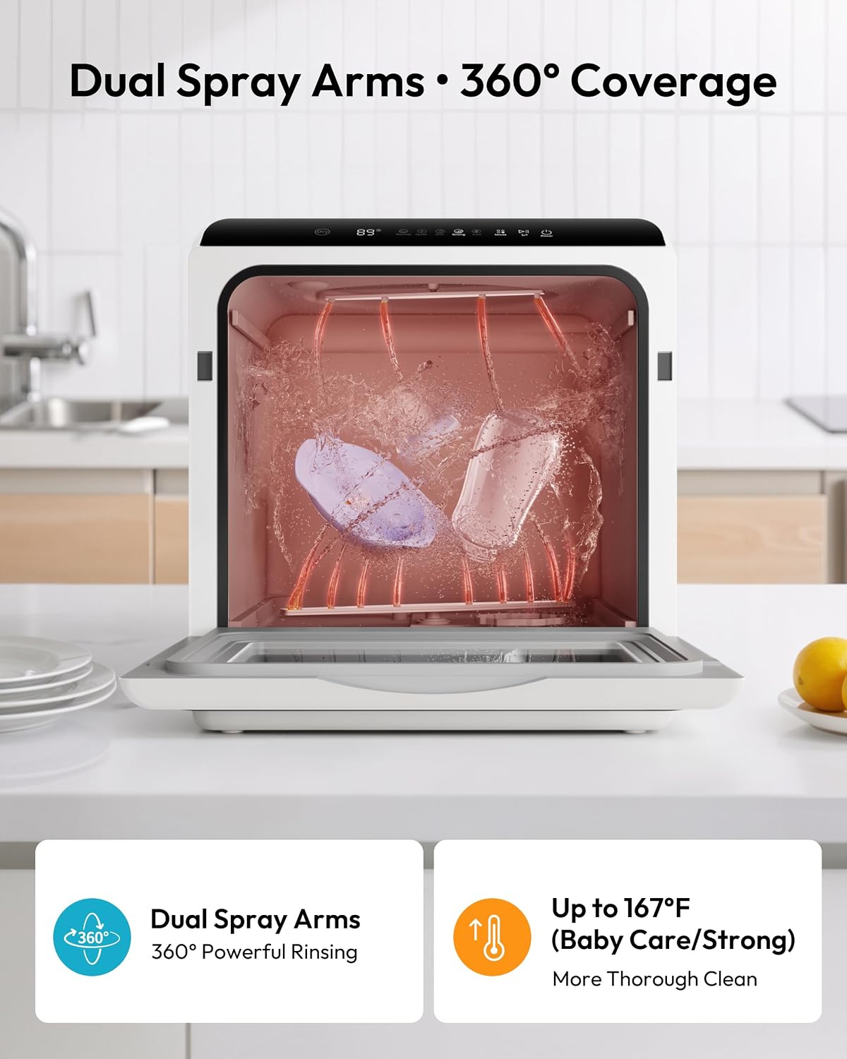 EUHOMY Countertop Dishwasher Portable, 6 Programs with 40 dB, No Hookup Jansha Store
