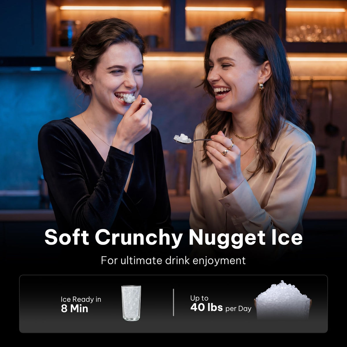 Silonn Nugget Ice Maker Countertop, Pellet Ice Machine with Self-Cleaning Function, Sonic Ice Maker Produces 36lbs of Chewable Ice in 24 Hours, Ideal for Home Kitchen and Office (Stainless Steel) Jansha Store