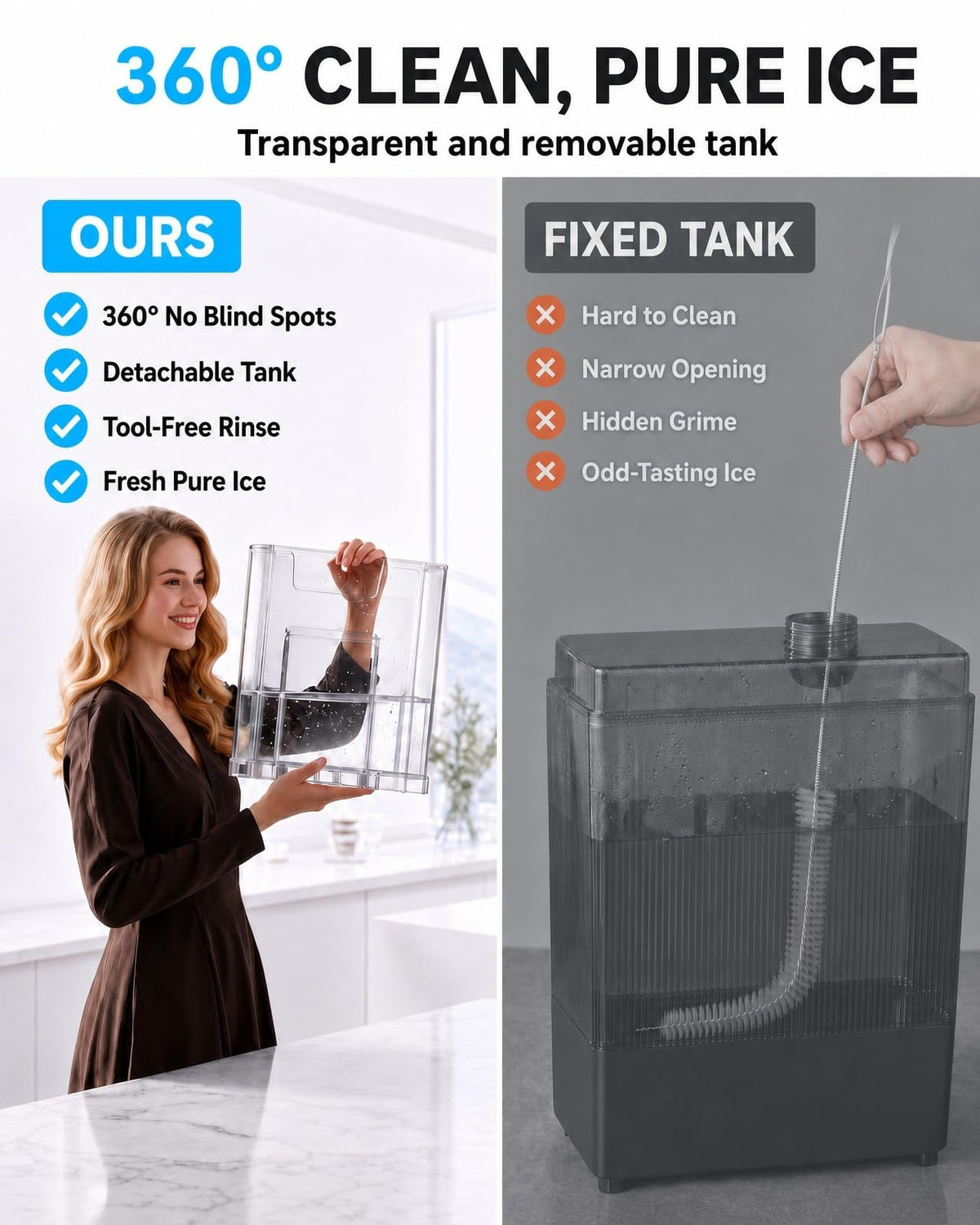 Silonn Nugget Ice Maker Countertop, Pellet Ice Machine with Self-Cleaning Function, Sonic Ice Maker Produces 36lbs of Chewable Ice in 24 Hours, Ideal for Home Kitchen and Office (Stainless Steel) Jansha Store