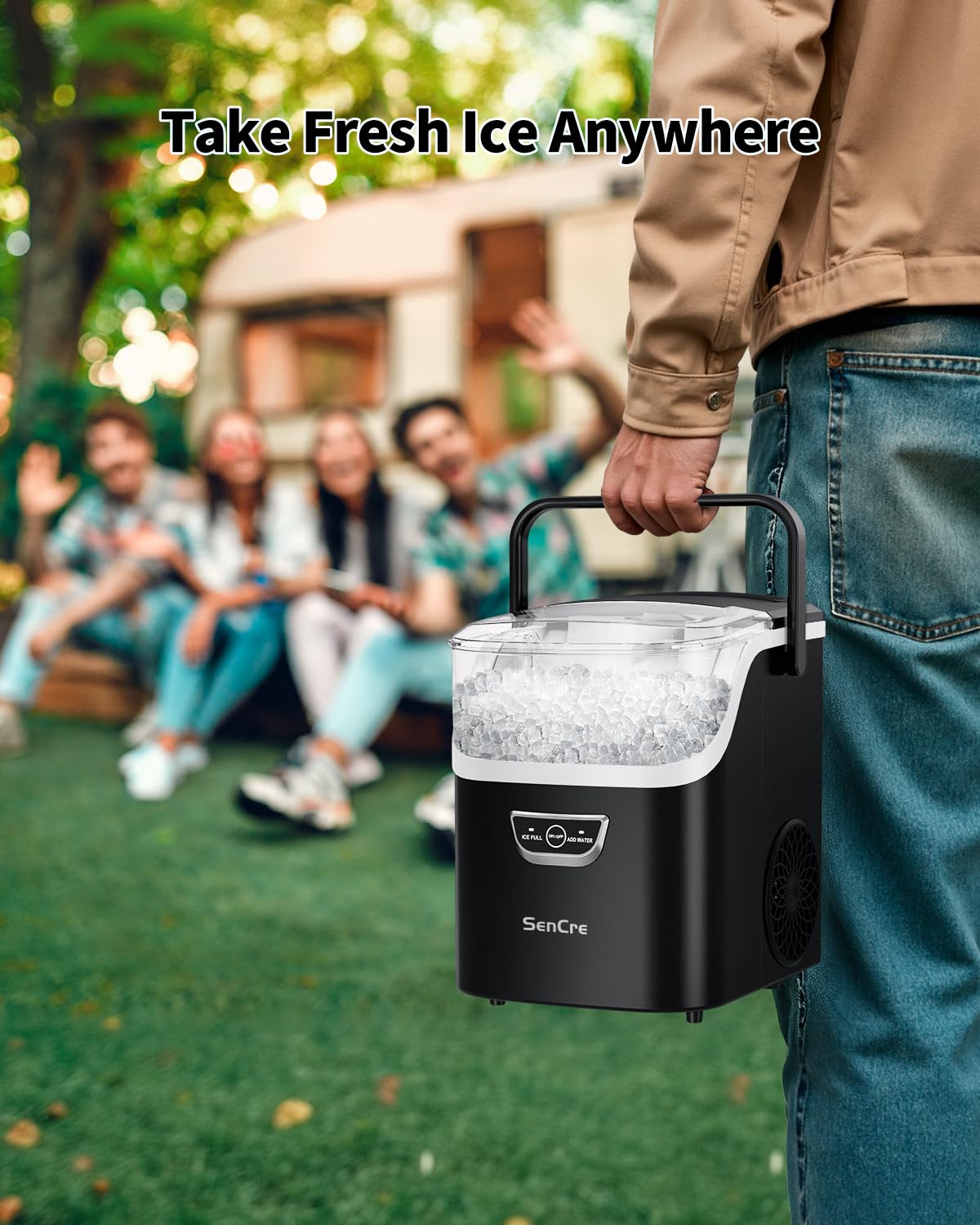 Nugget Ice Maker with Handle 40lbs/Day Countertop Ice Maker Soft Ice Jansha Store