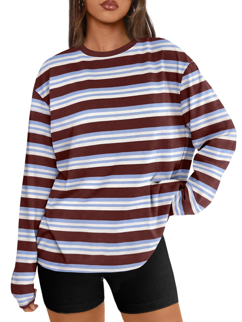 Trendy Queen Womens Oversized Long Sleeve Shirts Fall Tops 2026 Basic Tees Jansha Store