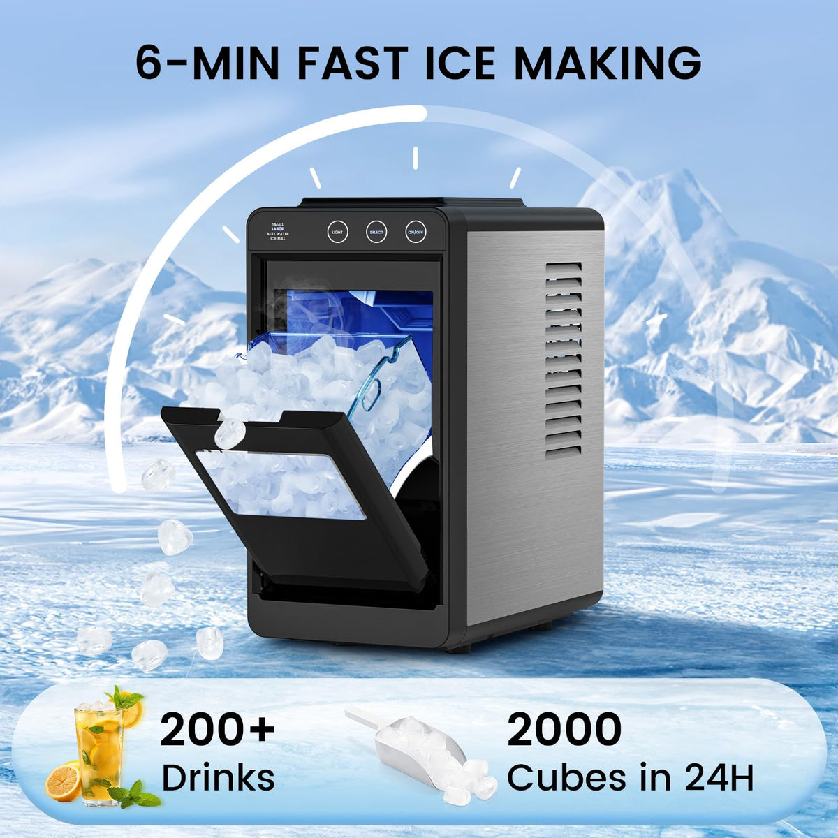 COWSAR Nugget Countertop Ice Maker, Automatic Ice Dispenser, 33 lbs/Day Chewable Pellet Ice Machine with Self-Cleaning & Measured Dispensing, Portable Ice Maker for Home, Kitchen, Office Jansha Store