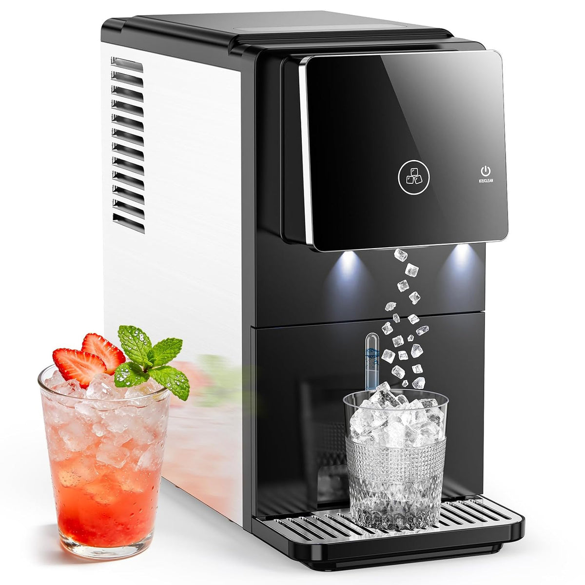 COWSAR Nugget Countertop Ice Maker, Automatic Ice Dispenser, 33 lbs/Day Chewable Pellet Ice Machine with Self-Cleaning & Measured Dispensing, Portable Ice Maker for Home, Kitchen, Office Jansha Store
