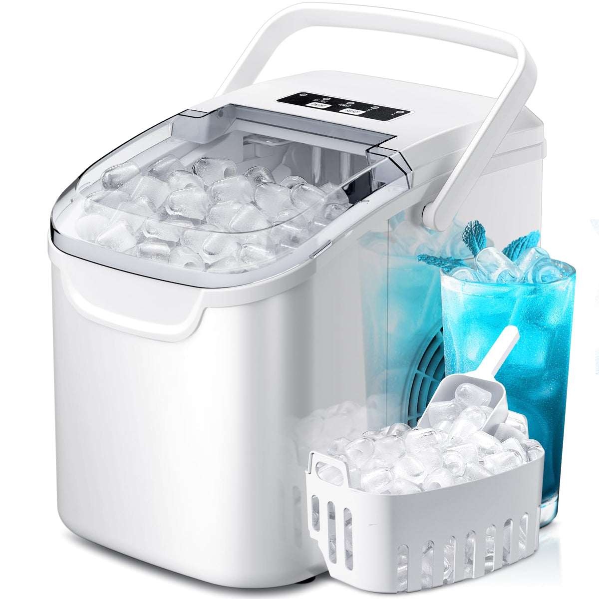 Crzoe Countertop Ice Maker, 26Lbs/24H,2 Sizes of Ice, Self-Cleaning,Black Jansha Store