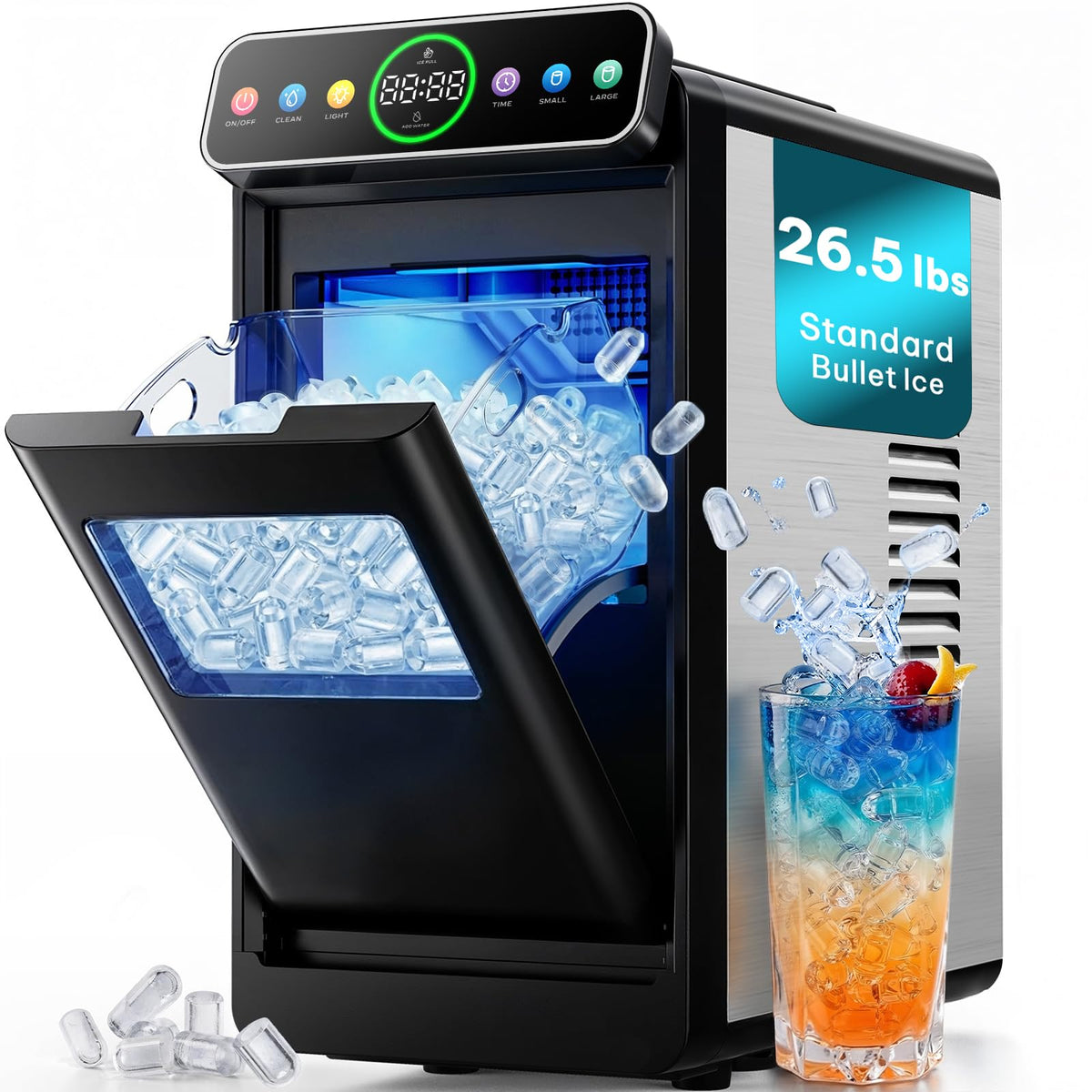 Silonn Ice Maker Countertop, Portable Ice Machine with Carry Handle, Self-Cleaning Ice Makers with Basket and Scoop, 9 Cubes in 6 Mins, 26 lbs per Day, Ideal for Home, Kitchen, Camping, RV Jansha Store