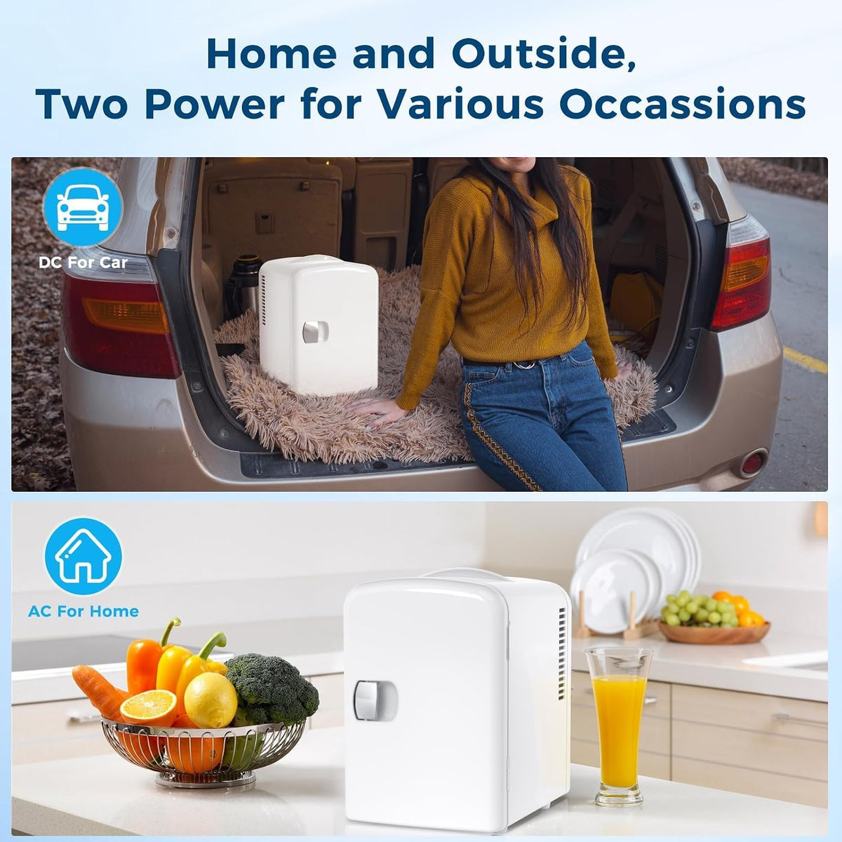 Antarctic Star Compact Refrigerator, Portable Mini Fridge, Skin Care 4L Capacity/6 Cans, for Bedroom, Car, Office & Dorm, Small Cooler for Cosmetics, Beverage and Food, White Jansha Store