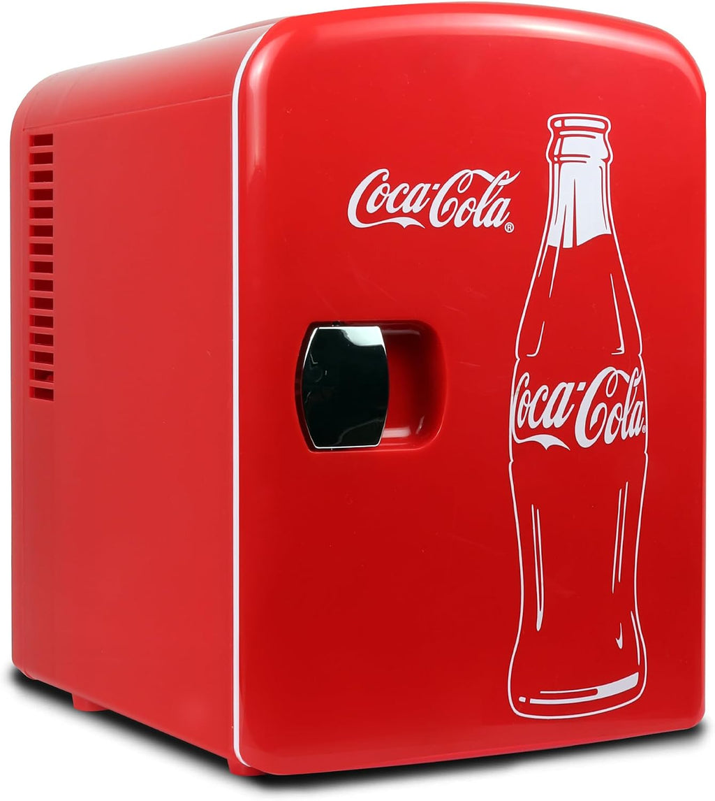 Coca-Cola 4L Mini Fridge, 6 Can, Classic Bottle Design, Red Jansha Store