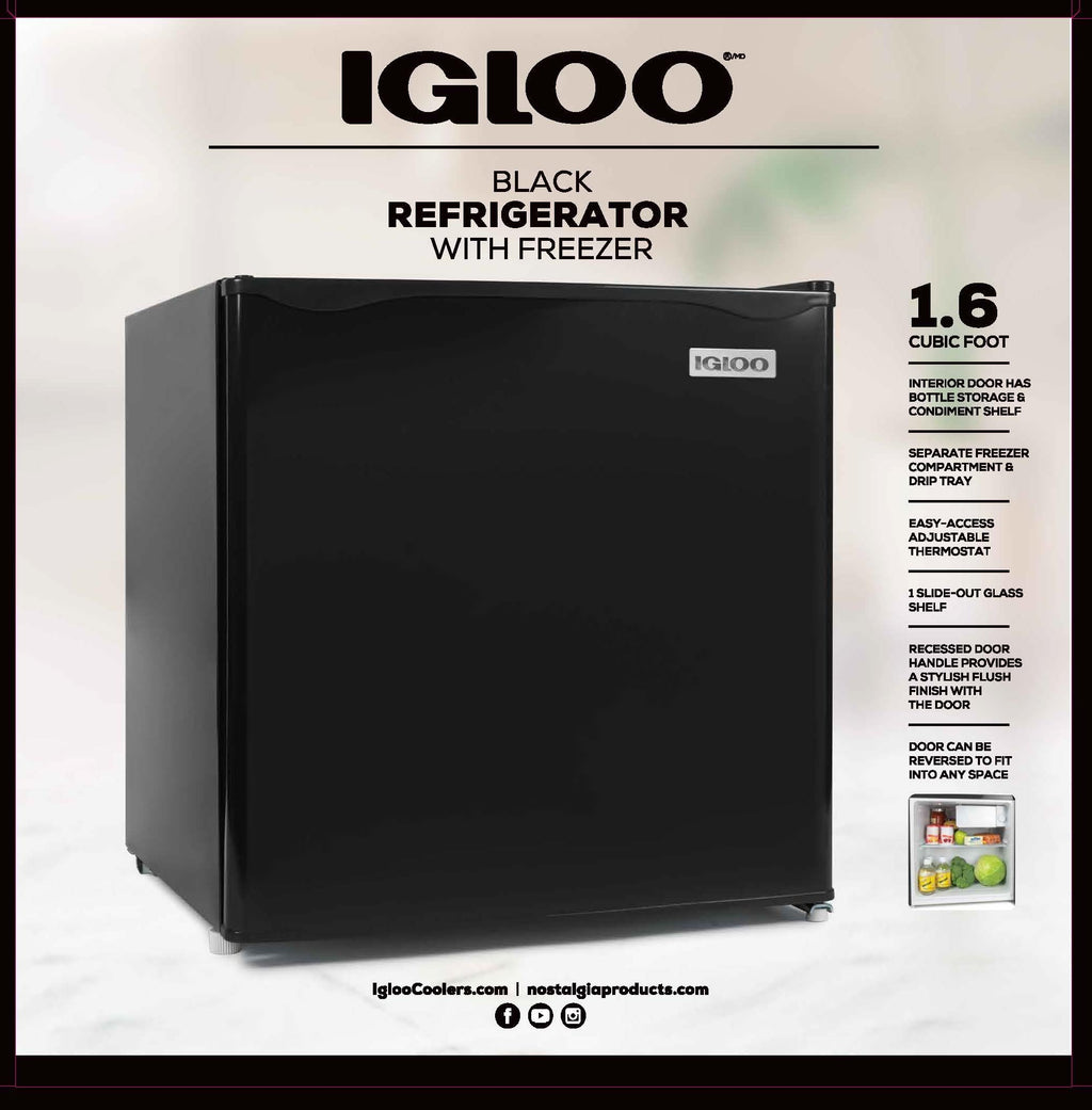 Igloo 3.2 Cu.Ft. Mini Fridge with Freezer - Single Door Compact Refrigerator with Glass Shelves for Homes, Dorms & Offices- Keep Snacks, Drinks & Frozen Foods Cool with Temperature Control Mini Fridge Jansha Store