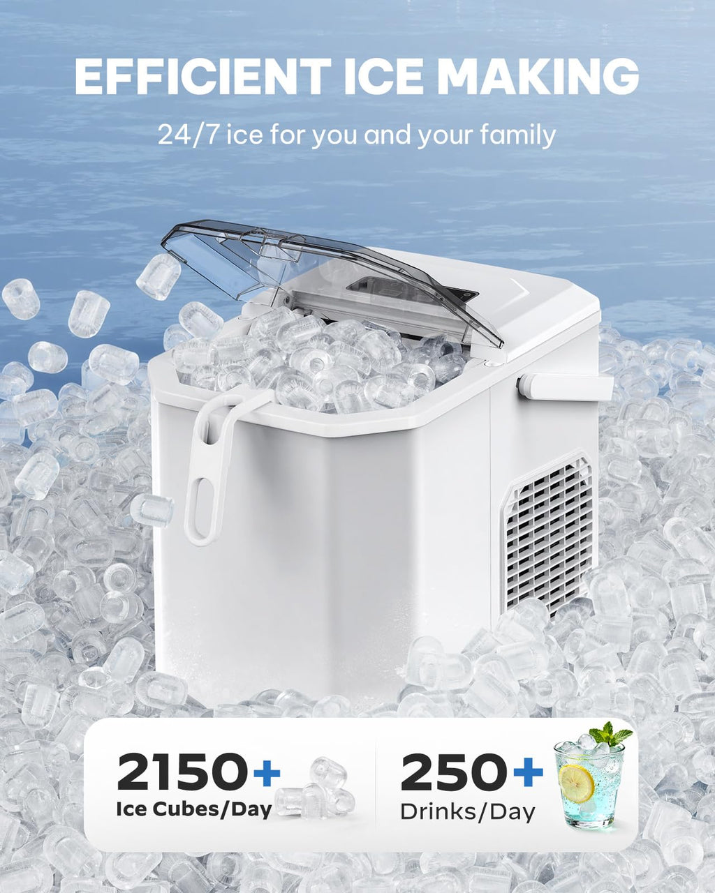 Silonn Ice Maker Countertop, Portable Ice Machine with Carry Handle, Self-Cleaning Ice Makers with Basket and Scoop, 9 Cubes in 6 Mins, 26 lbs per Day, Ideal for Home, Kitchen, Camping, RV Jansha Store