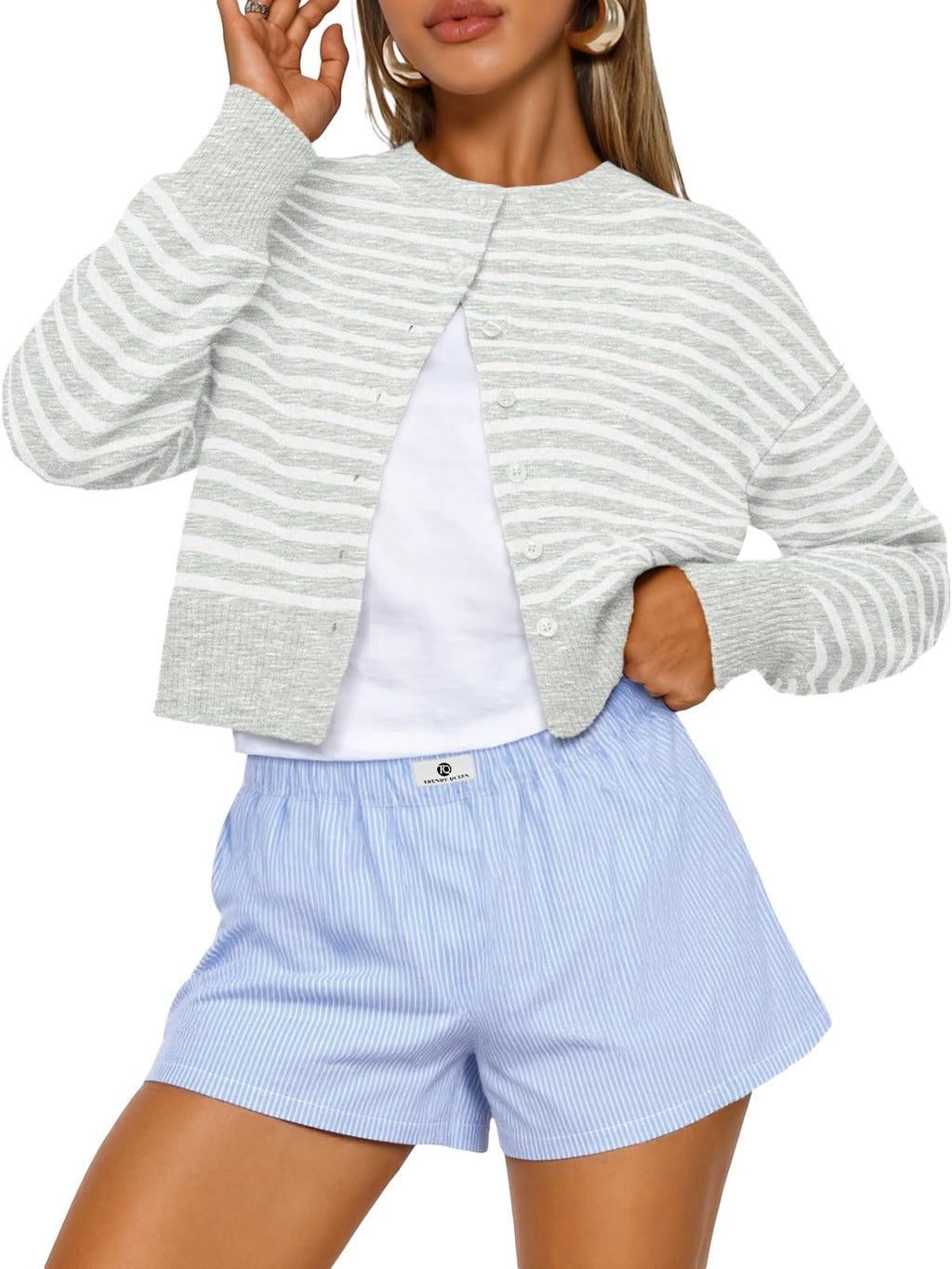 Trendy Queen Cropped Cardigan Sweaters for Women Fall Fashion Clothes 2026 Jansha Store