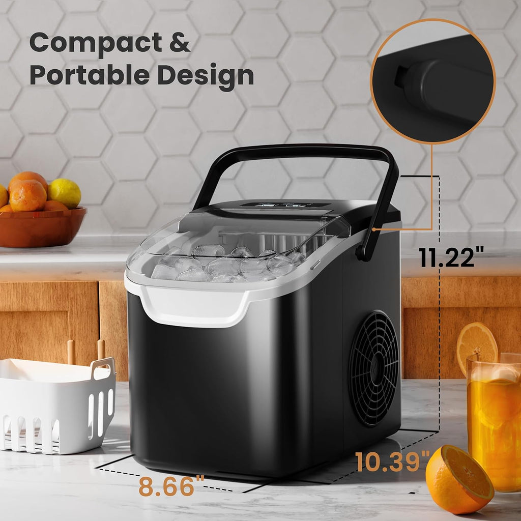 Crzoe Countertop Ice Maker, 26Lbs/24H,2 Sizes of Ice, Self-Cleaning,Black Jansha Store