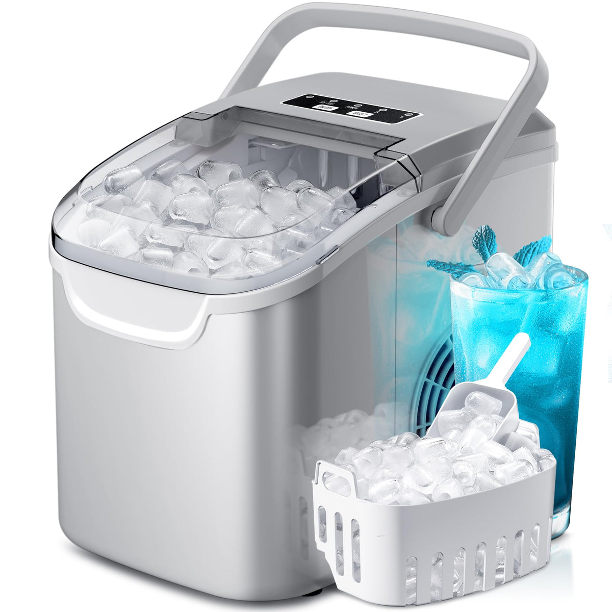 Crzoe Countertop Ice Maker, 26Lbs/24H,2 Sizes of Ice, Self-Cleaning,Black Jansha Store