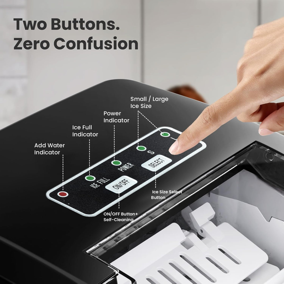 Crzoe Countertop Ice Maker, 26Lbs/24H,2 Sizes of Ice, Self-Cleaning,Black Jansha Store