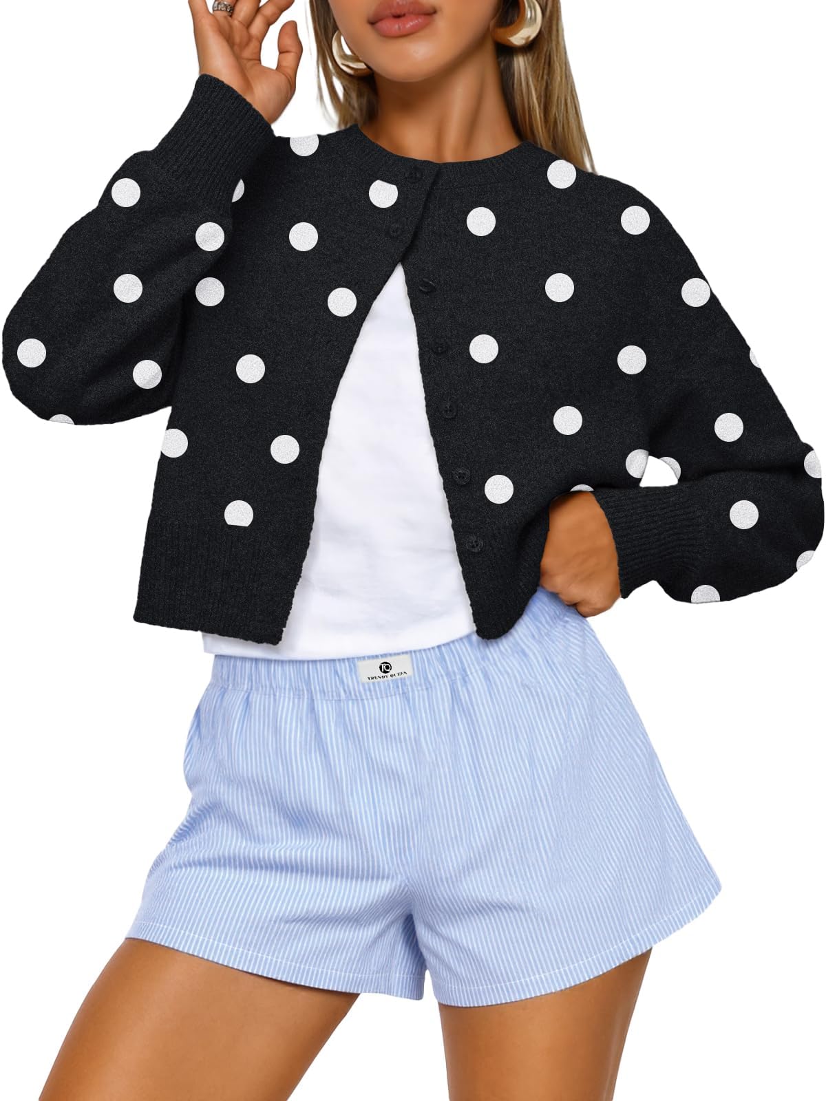 Trendy Queen Cropped Cardigan Sweaters for Women Fall Fashion Clothes 2026 Jansha Store