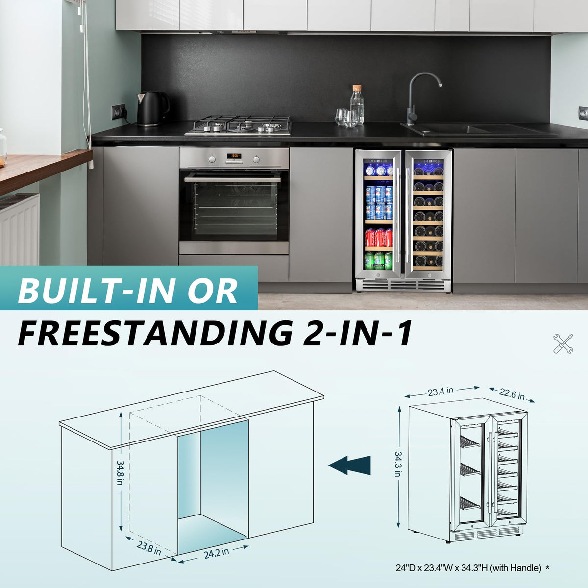 EUHOMY 24 Can Mini Fridge, 18L Beverage Refrigerator with Quiet Compressor Jansha Store