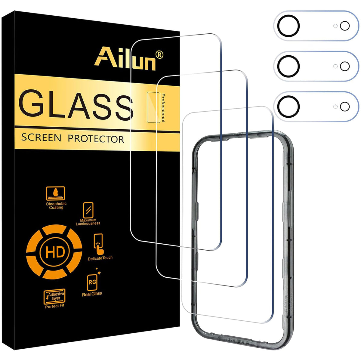 Ailun Screen Protector + Camera Lens Protector for iPhone 16 Pro, 3+3 Pack Jansha Store