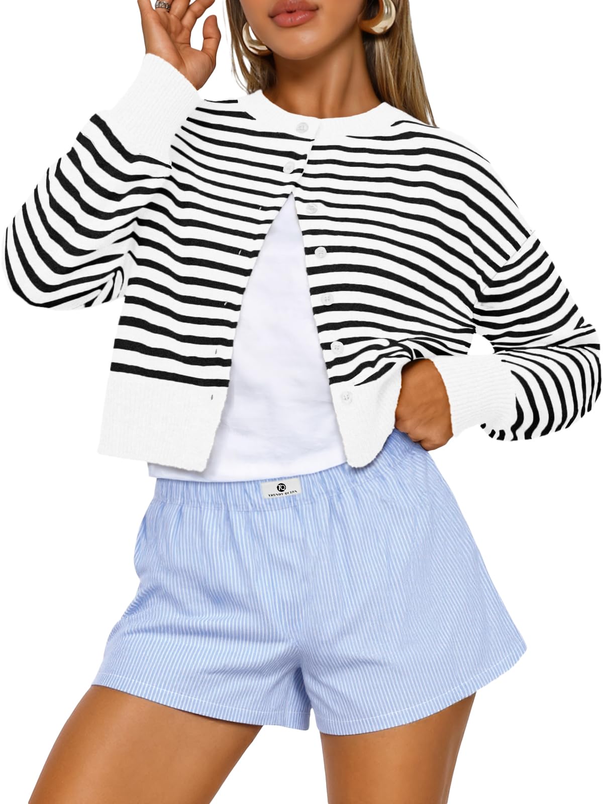Trendy Queen Cropped Cardigan Sweaters for Women Fall Fashion Clothes 2026 Jansha Store