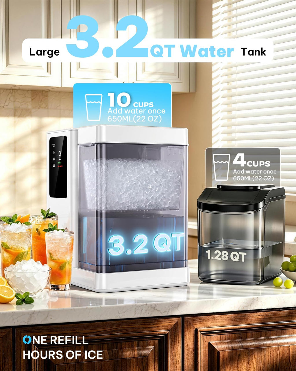 Silonn Nugget Ice Maker Countertop, Pellet Ice Machine with Self-Cleaning Function, Sonic Ice Maker Produces 36lbs of Chewable Ice in 24 Hours, Ideal for Home Kitchen and Office (Stainless Steel) Jansha Store