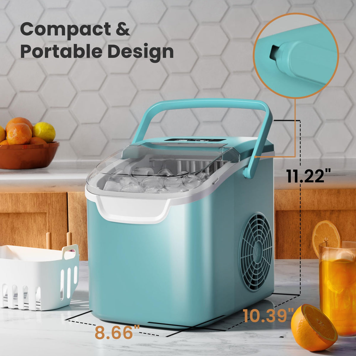 Crzoe Countertop Ice Maker, 26Lbs/24H,2 Sizes of Ice, Self-Cleaning,Black Jansha Store