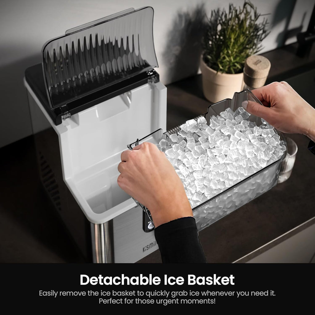 Kismile Nugget Ice Maker Countertop, 35 lbs/Day, Stainless Steel Jansha Store