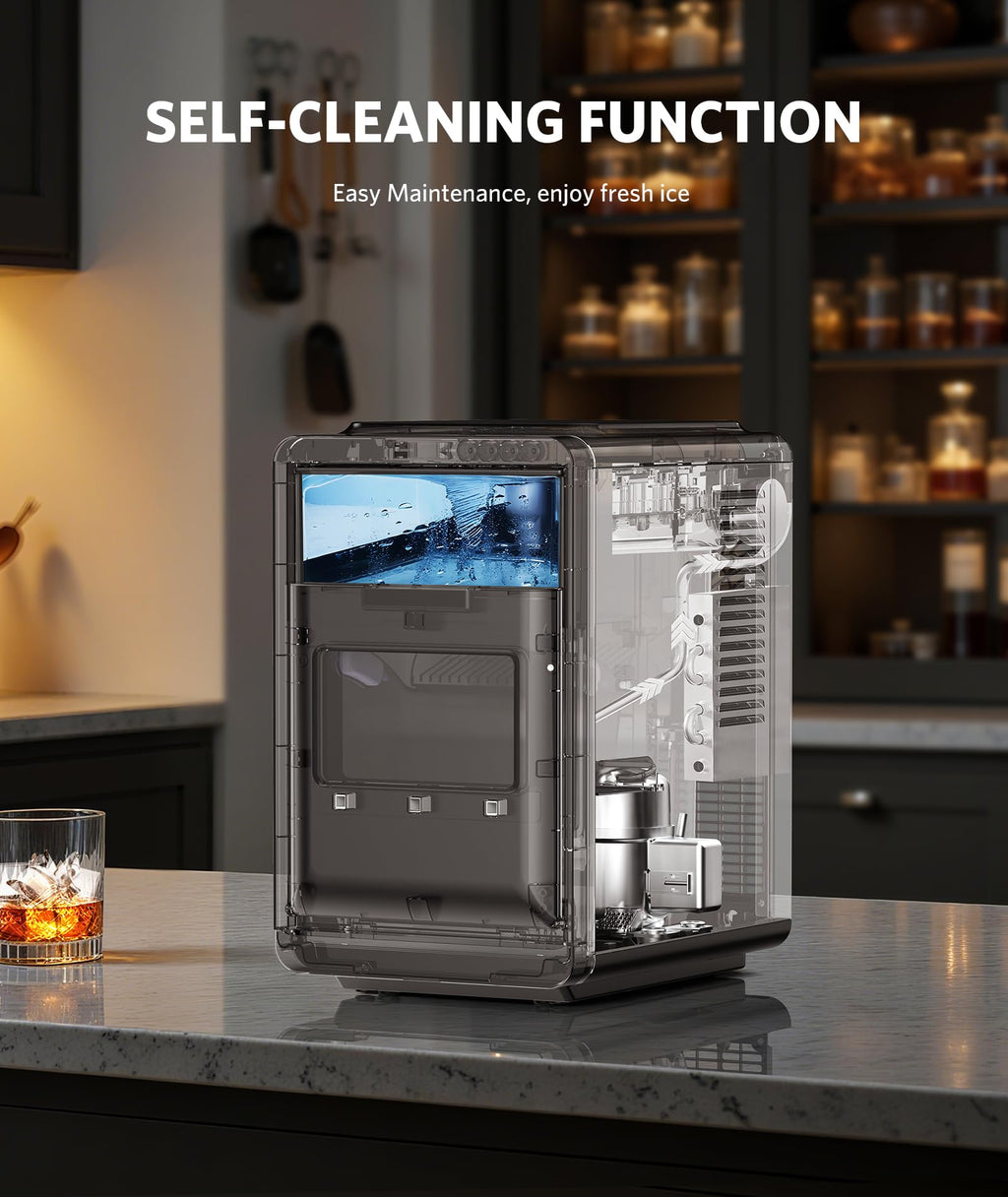 COWSAR Nugget Countertop Ice Maker, Automatic Ice Dispenser, 33 lbs/Day Chewable Pellet Ice Machine with Self-Cleaning & Measured Dispensing, Portable Ice Maker for Home, Kitchen, Office Jansha Store