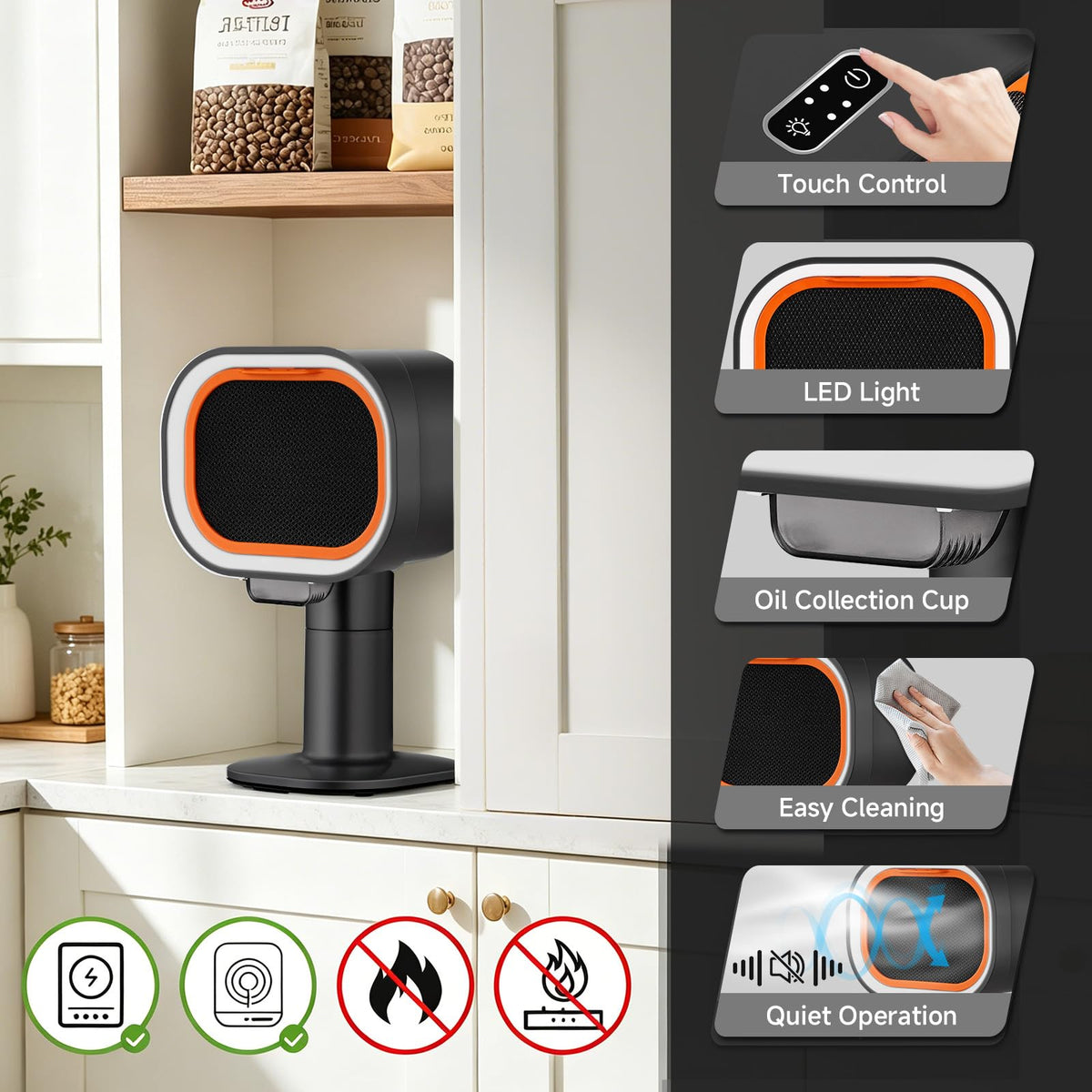 Portable Range Hood, 4-Speed Desktop Exhaust Fan with Telescopic Height Jansha Store