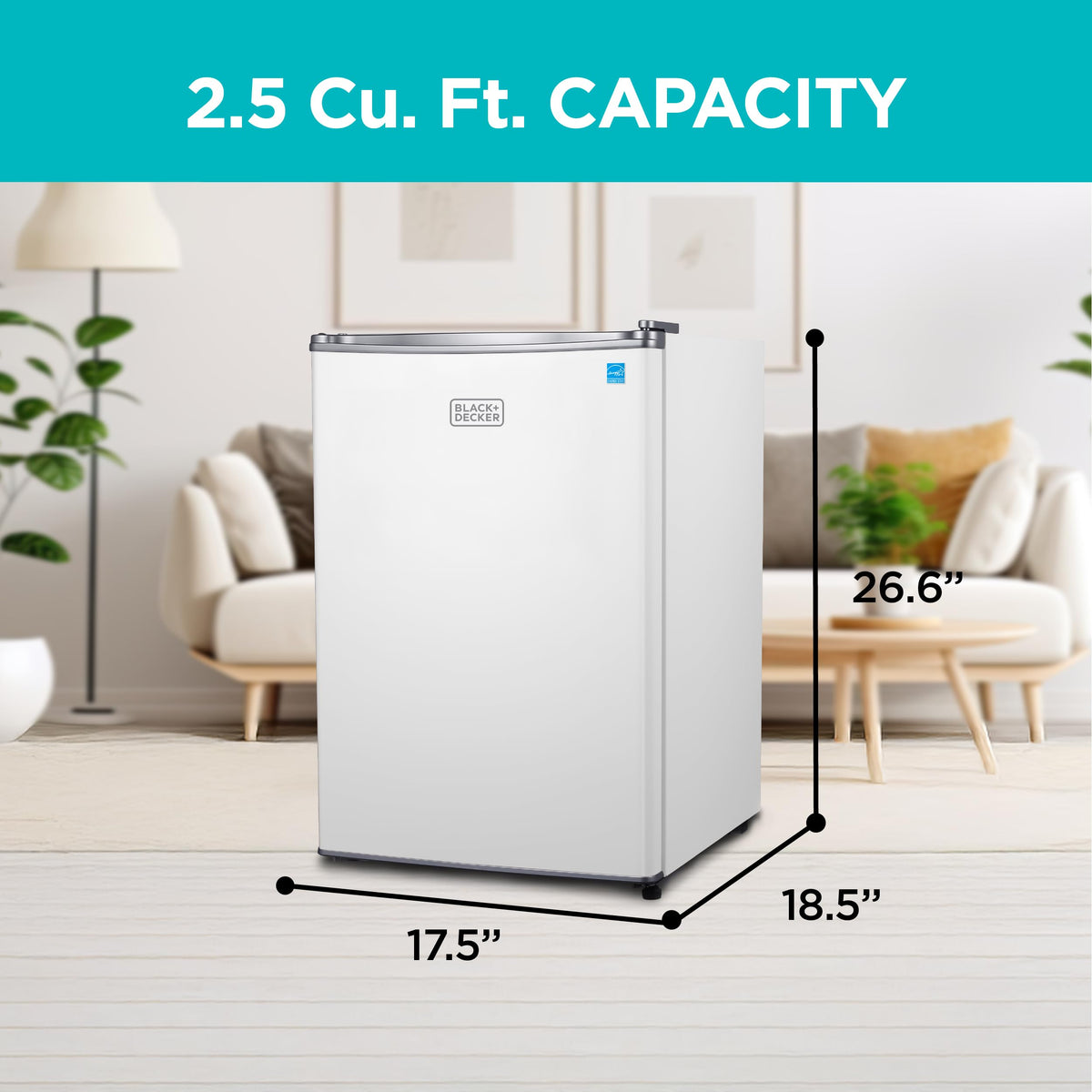 BLACK+DECKER 2.5 Cu. Ft. Compact Refrigerator, Energy Star, BCRK25B, Black Jansha Store