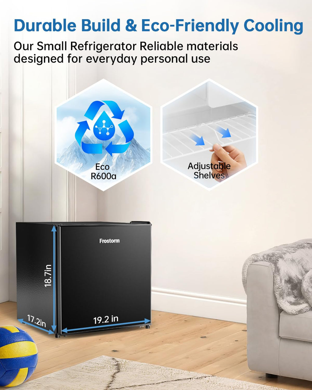 3.2 Cu Ft Mini Fridge with Freezer, Single Door Upright Freezer Jansha Store